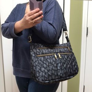 Travelon black/gray, leopard print F12006 RFID bag